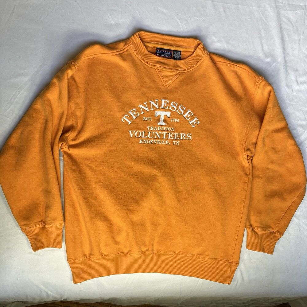 VTG TN VOLs Sweatshirt Mens Size L Large Embroidered Volunteers Orange Knoxville